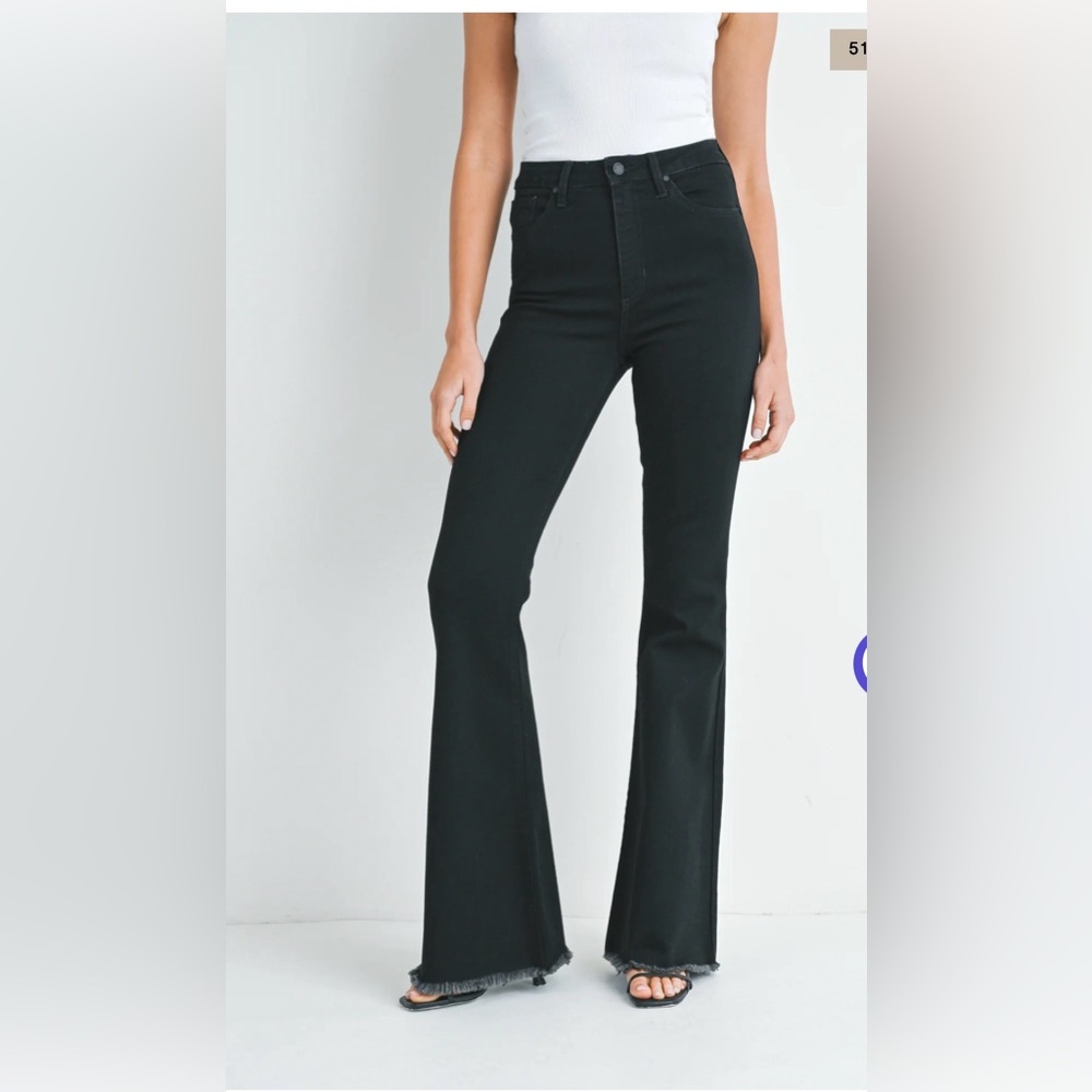 Just Black Denim The Classic Bell Bottom Jeans Stretchy Black High Rise Size 27